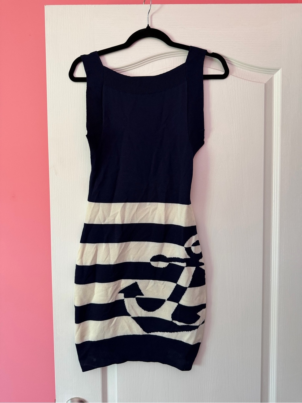 NWT Anthropologie Navy and Cream Striped Anchor Knit Dress